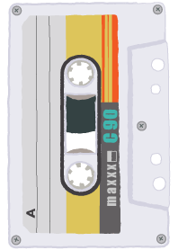 レトロカセットテープ：ベージュブラウン