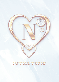 【 N 】 Heart Charm & Initial - Blue G