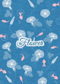 Flower 011-2 (Morning glory/Dull Blue/W)