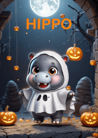 Cute hippo In Halloween Theme 3