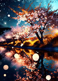 Beautiful night cherry blossoms#1941