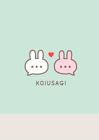 Pair Rabbet&Heart/Pale Mint & Pink Beige