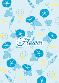 Flower011-2 Morning glory/B/Light Blue/W