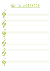 LEAF GREEN COLOR MUSICAL NOTES/WHITE