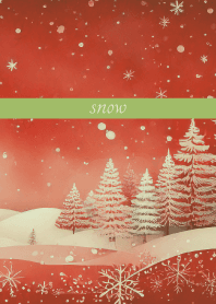 Christmas snow scene on moss green