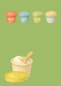 Summer ice cream on moss green