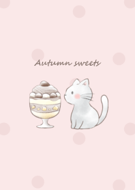 Cat and Autumn sweets -pink- dot