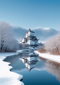 A castle in winter snow 24e026