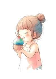 可愛女孩和紙杯蛋糕 V.1