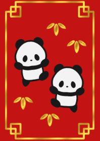チャイナっぽい、ゆるゆる双子パンダ