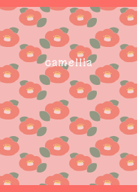 Winter Camellia Pattern on red