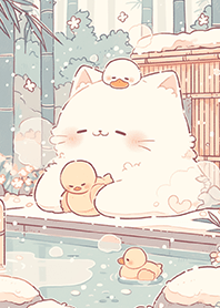 ⭐森林泡溫泉的可愛療癒貓❤️