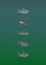 little sharks(gradient ocean green)