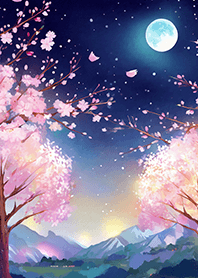 Beautiful night cherry blossoms#1025