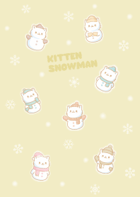 cute Cats Snowman._White/Red