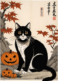 Ukiyo-e - Halloween cat a8cbD5