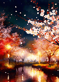 Beautiful night cherry blossoms#1368