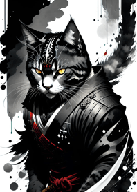 Ink wash cat samurai 6A4347