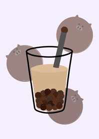 ชานมรูปหมู!(สีม่วงโรแมนติก)