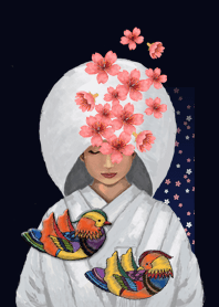 Japanese Cherry Blossoms and a Woman