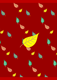nordic style leaves on red & beige