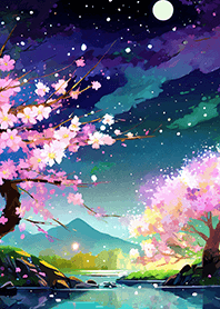 Beautiful night cherry blossoms#177