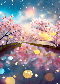 Beautiful night cherry blossoms#1539