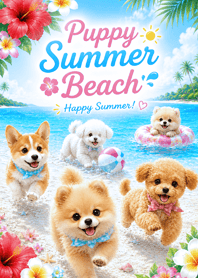 blue Puppy Summer Beach
