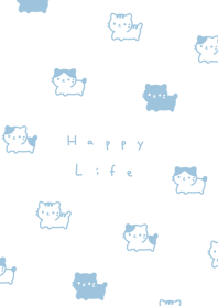 Kawaii Cat - white aqua.
