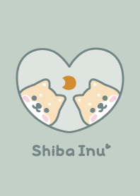 Shiba Inu Moon - Dullness Green
