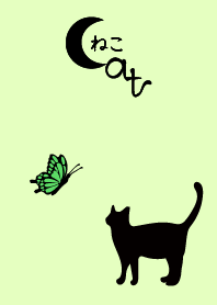 Cat silhouette&butterfly6. -Green-