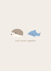 Hedgehog and Shark -brown- swim