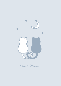 Cat & Moon 2/pale blue gray