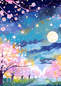 Beautiful night cherry blossoms#639