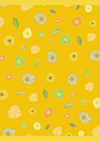 Colorful small flowers on yellow