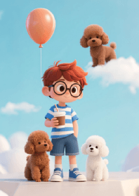 เด็กชายตัวเล็กกับสุนัขพุดเดิ้ลแสนน่ารัก