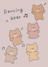 踊るクマとくすみピンク