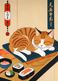 Ukiyo-e Meow Meow Cats 755f12