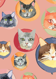 holiday cats4 on pink & blue
