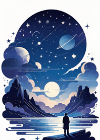 Night starry sky with nebula 6E7aC3