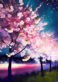 Beautiful night cherry blossoms#755