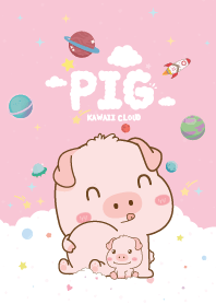 เจ้าหมูน้อย สายไหม สีชมพูอ่อน