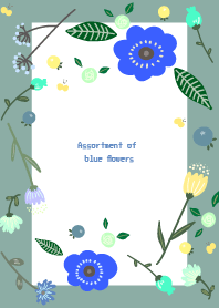 Frame of blue flowers