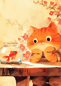 橘貓の寵物金魚❤