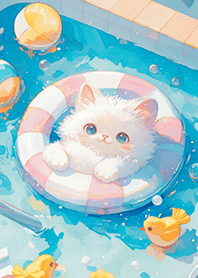 夏日玩水の小白貓❤2