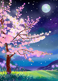 Beautiful night cherry blossoms#2269