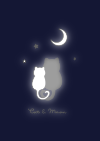 Cat & Moon 2 (snuggling)blur/navyblack