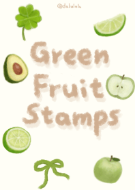 Green Fruit Stamps - Beige