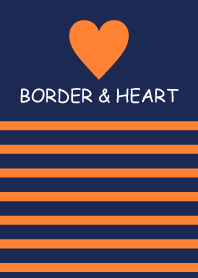 BORDER & HEART -NAVY+ORANGE-