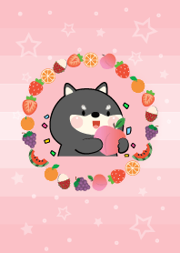 Simple Black Shiba Inu Love Fruit Theme